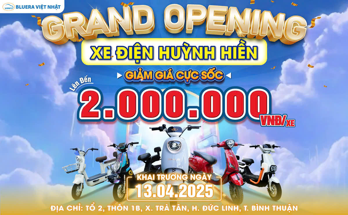 Khai Trương Xe Điện Bluera Việt Nhật Tại Bình Thuận, Ưu Đãi Cực Sốc! 1 Khai trương Xe điện Bluera Việt Nhật tại Bình Thuận