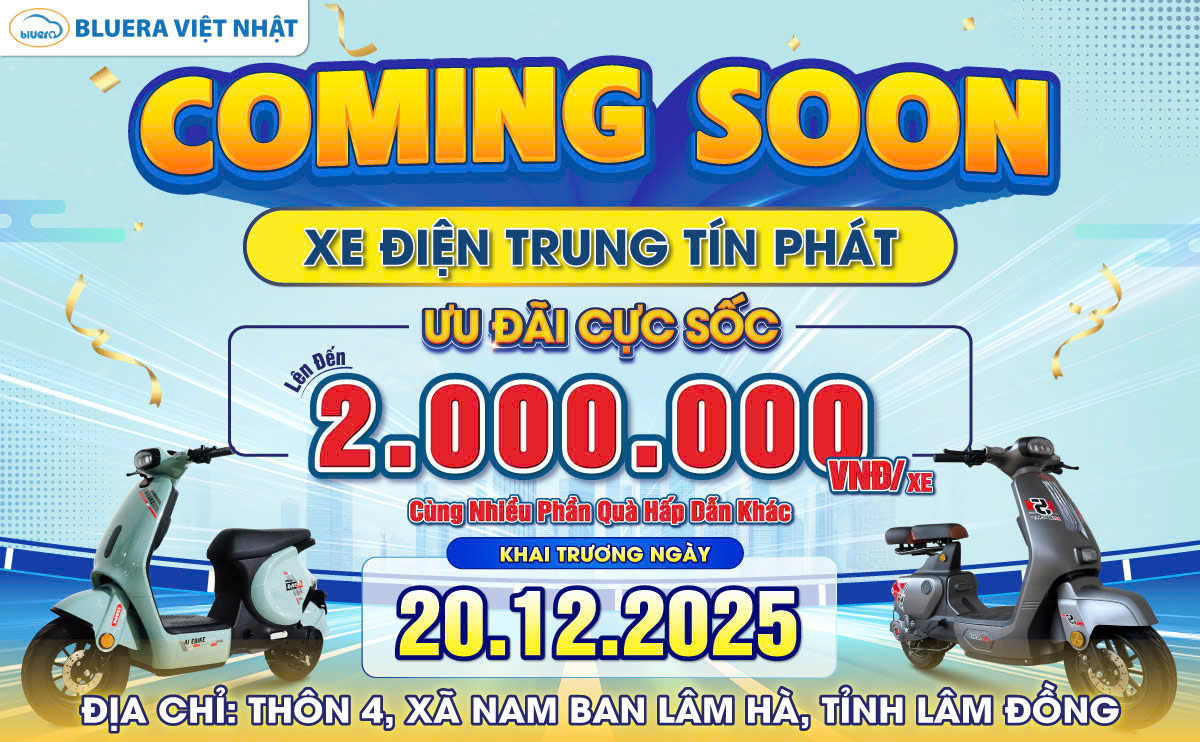 Coming soon Cửa hàng xe điện Trung Tín Phát tại Lâm Đồng